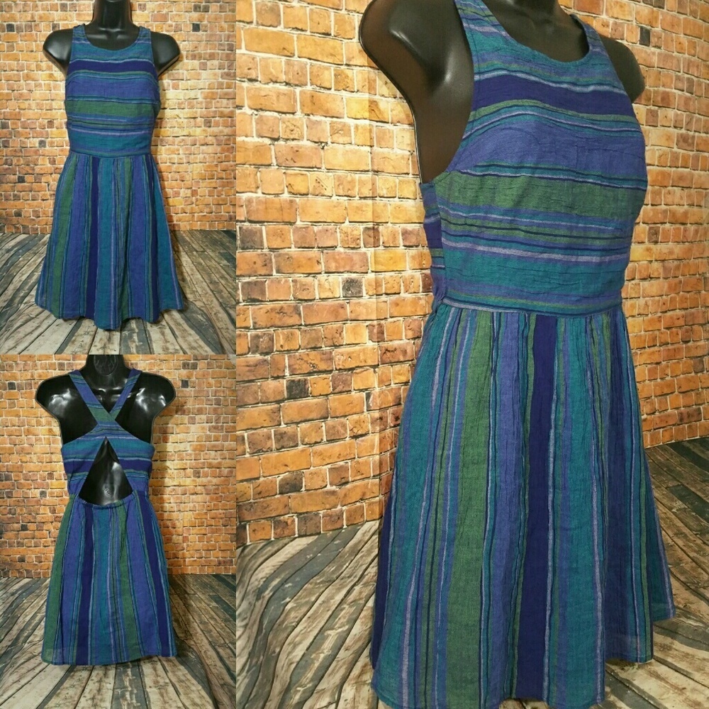 Sold ROXY Blue Striped Fit and Flare dress